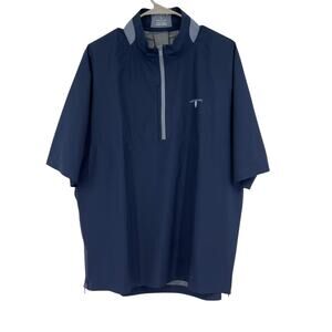 Johnnie O Stealth Stowable Short Sleeve Pullover Rain Jacket Navy Size Large